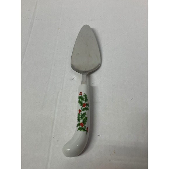 Other - Christmas Holly Pie Cake Server Stainless Steel Porcelain Handle Japan